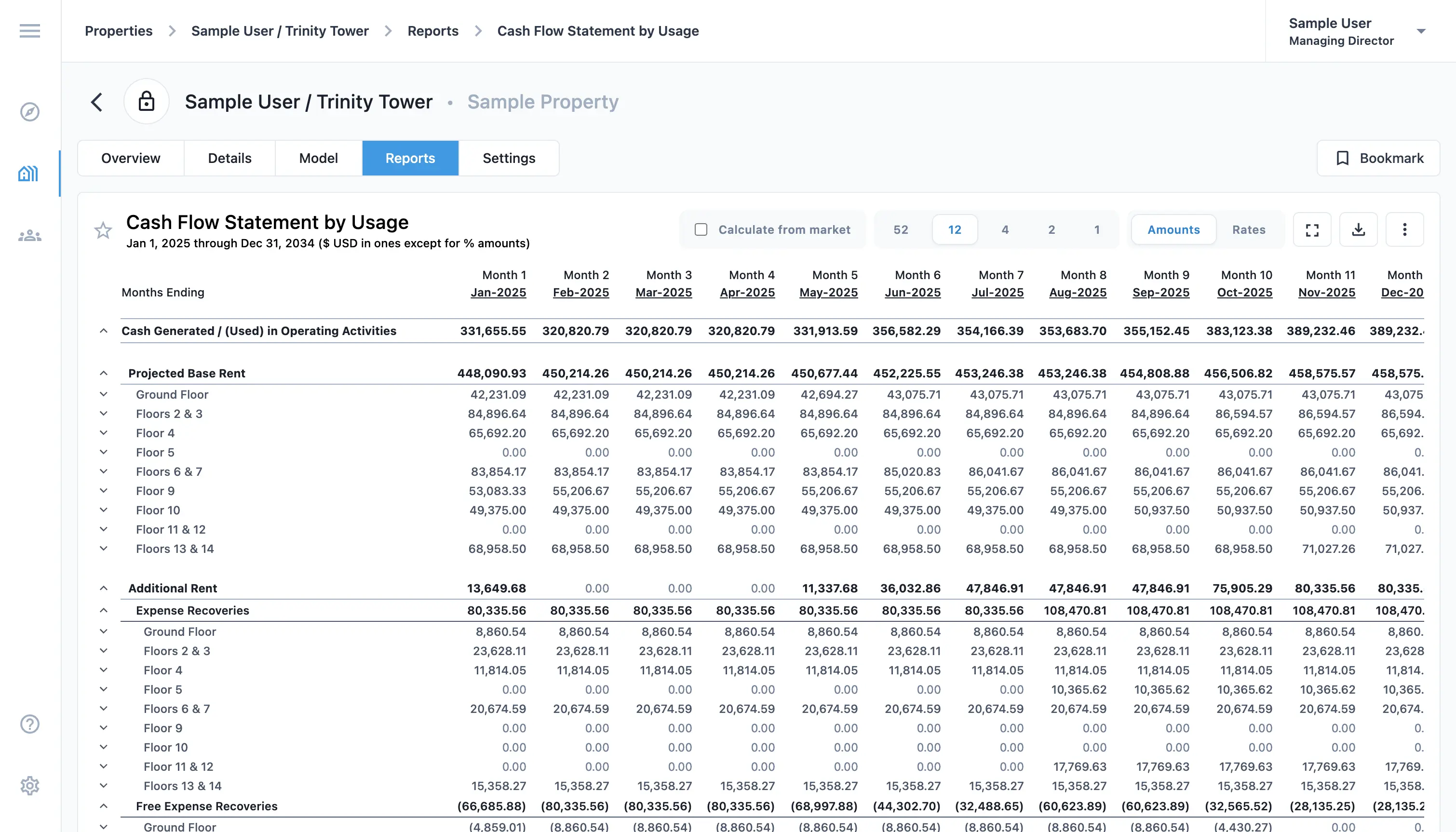 Screenshot: Reporting interface